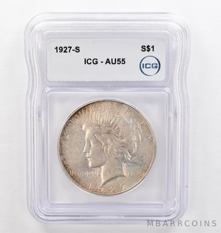 1927-S Peace Silver Dollar AU55 ICG Beautiful Tone *0269
