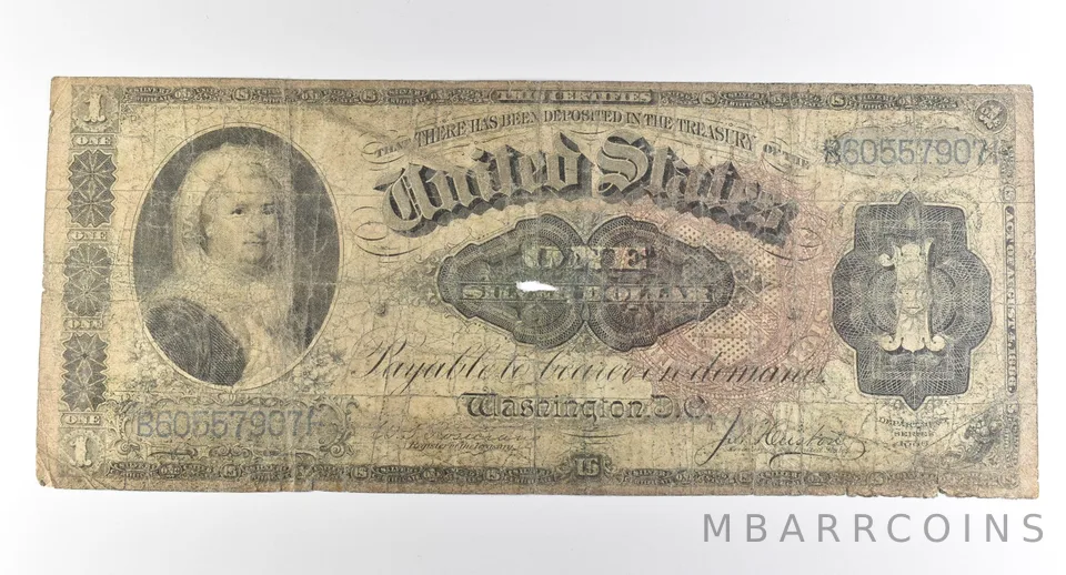 1886 $1 Silver Certificate Large Note Red Seal *3727