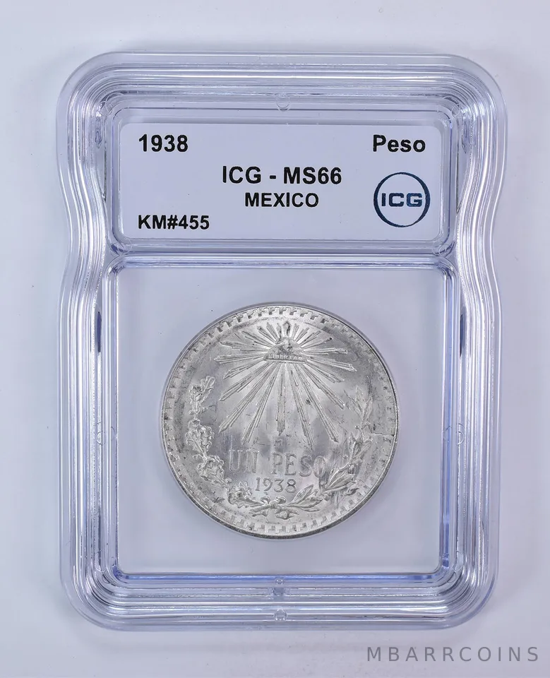 1938 Mexico Peso KM#455 MS66 ICG