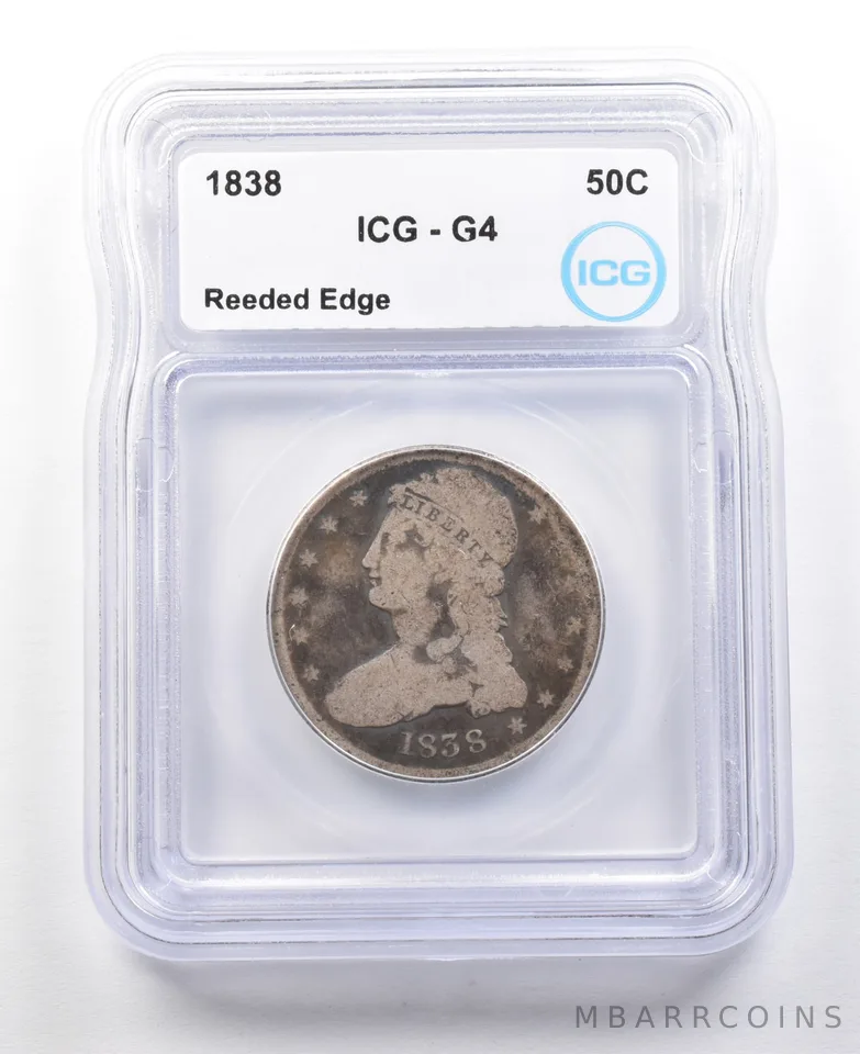 1838 Capped Bust Half Dollar Reeded Edge G4 ICG *3098