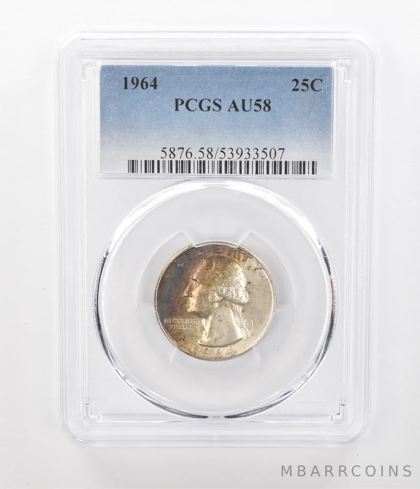1964 Washington Quarter AU58 PCGS Beautiful Tone a1085