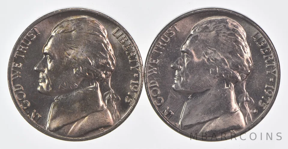 (Set) 1975 P+D Jefferson Nickel Unc Bundle