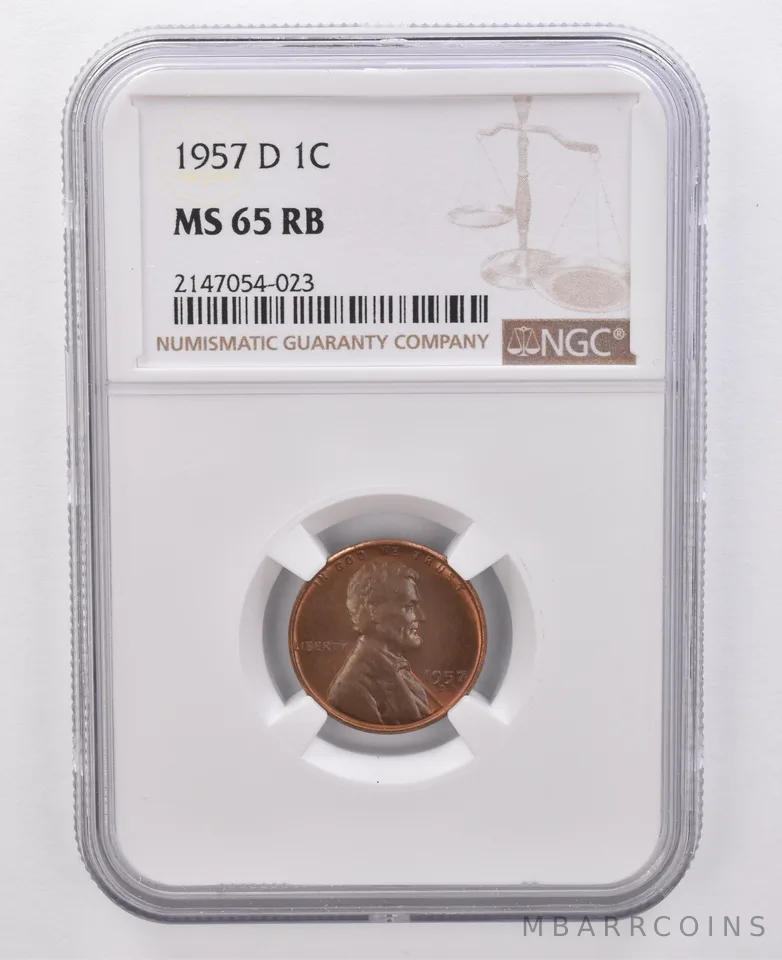 1957-D Lincoln Wheat Cent MS65 RB NGC Beautiful Tone *0097