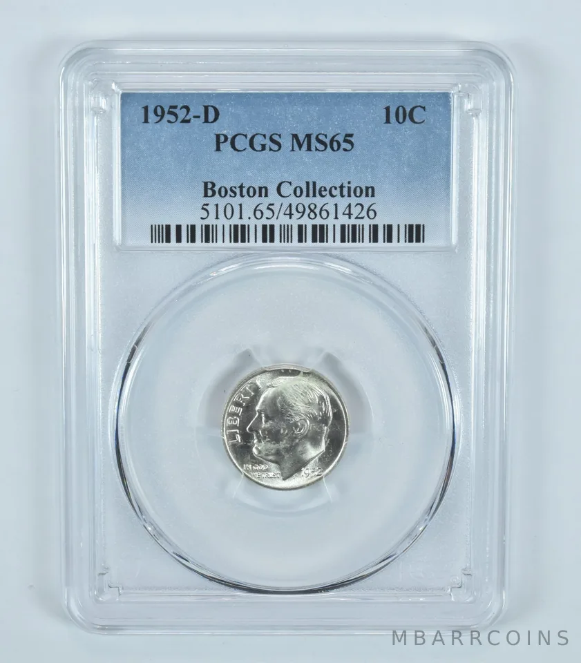 1952-D Roosevelt Dime Boston Collection MS65 PCGS Blue Label