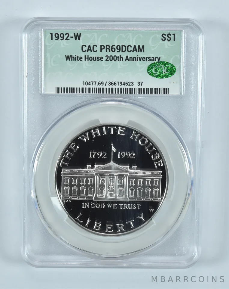1992-W White House Commemorative Silver Dollar PR69 DCAM CAC CACg