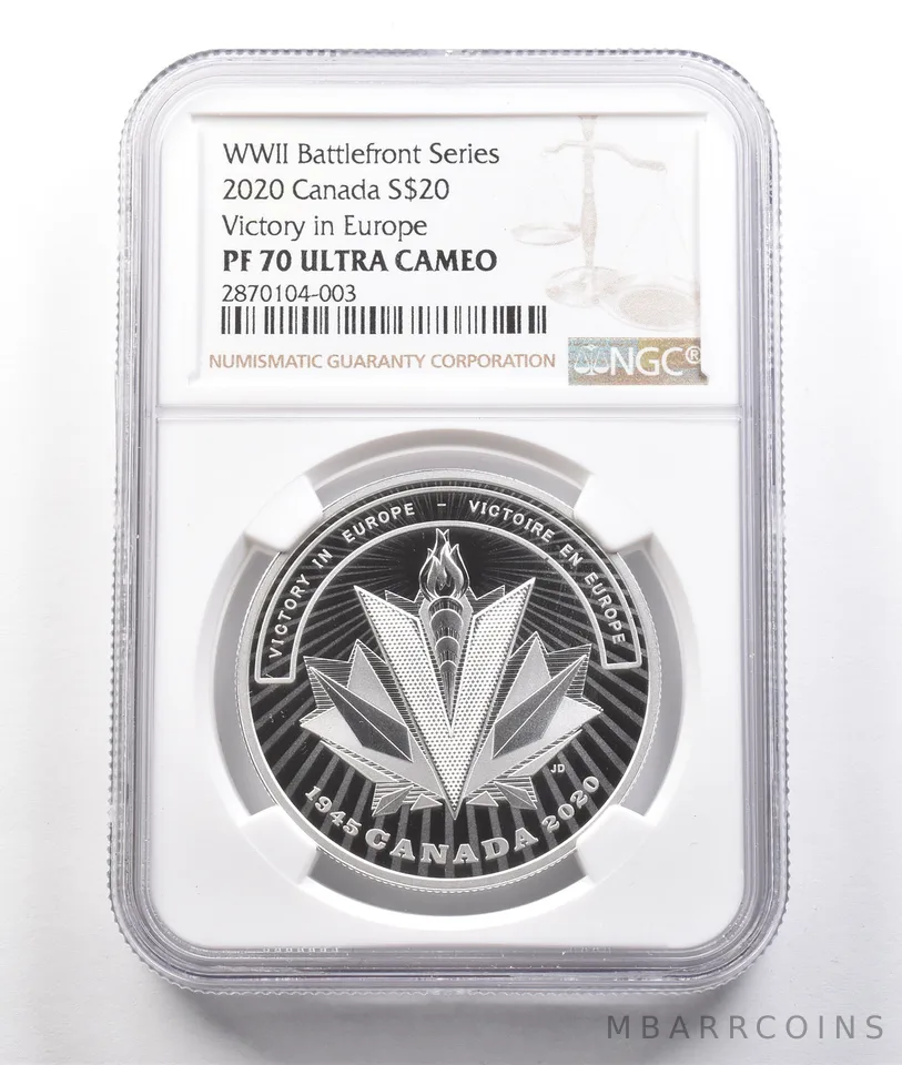 2020 Canada $20 Silver WWII Battlefront Series Victory Europe PF70 NGC a3806