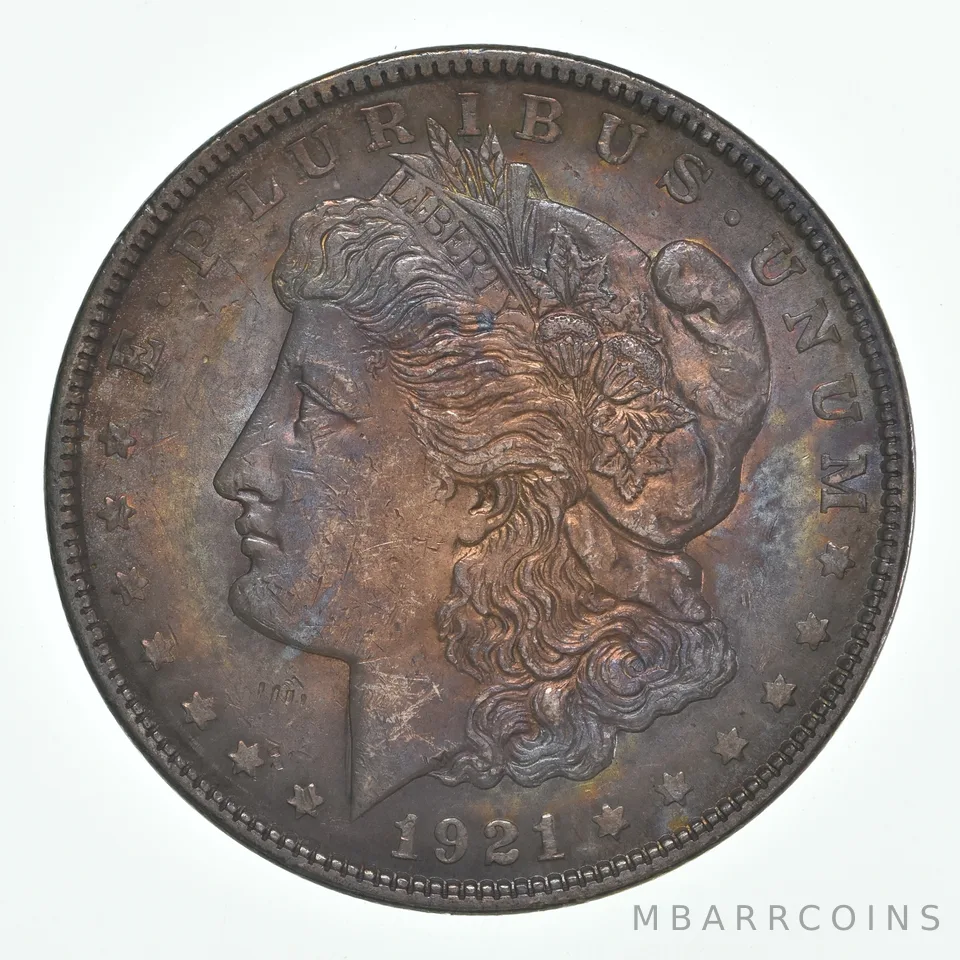 1921 Morgan Silver Dollar Rainbow Toned *4466