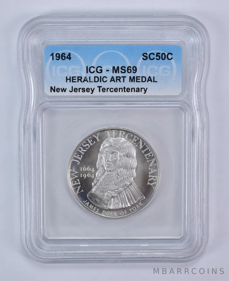 1964 So Called Half Dollar New Jersey Tercentenary MS69 ICG