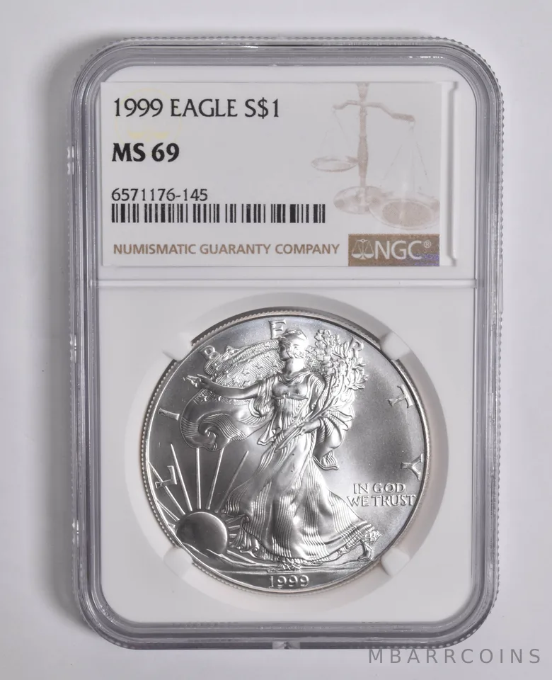 1999 American Silver Eagle MS69 NGC Brown Label