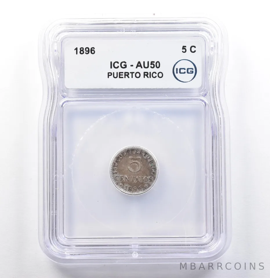 1896 Puerto Rico 5 Centavos AU50 ICG *9932