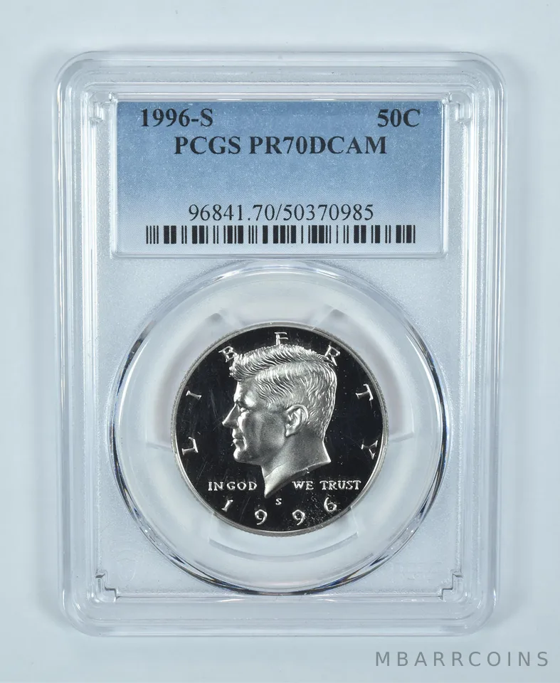 1996-S Kennedy Half Dollar PR70 DCAM PCGS Blue Label