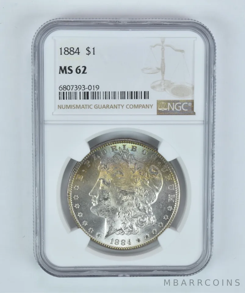 MS62 1884 Morgan Silver Dollar NGC Beautifully Toned *2214