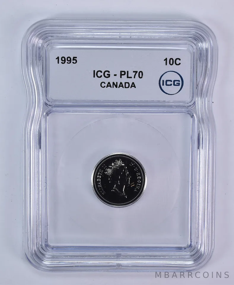 1995 Canada 10 Cents Bluenose PL70 ICG