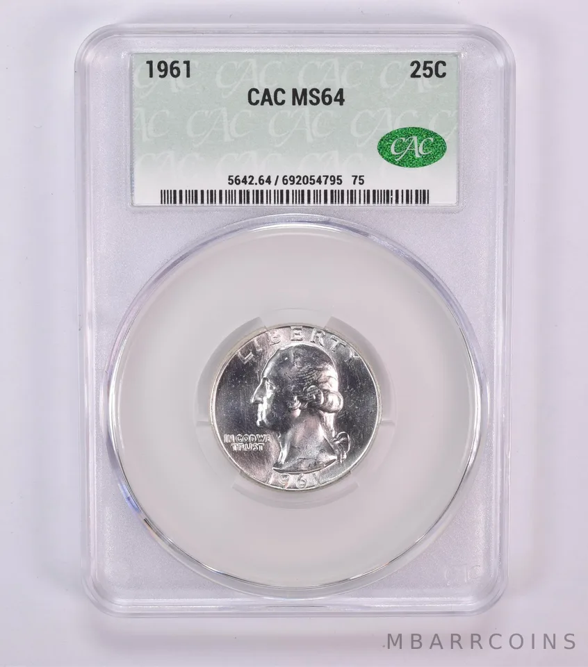 1961 Washington Quarter MS64 CAC CACg