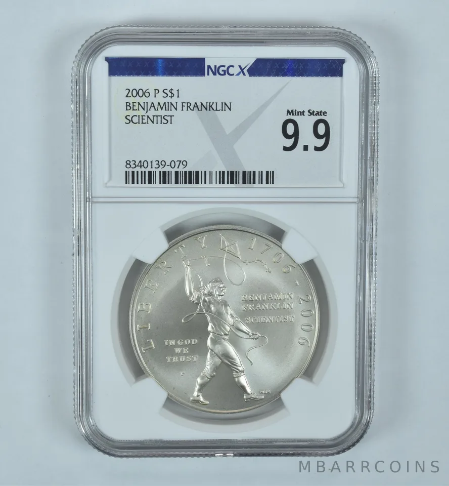 2006-P Franklin Scientist Commemorative Silver Dollar Mint State 9.9 NGC X NGCX