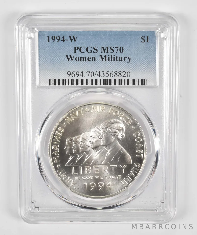 1994-W Women Military Commemorative Silver Dollar MS70 PCGS Blue Label
