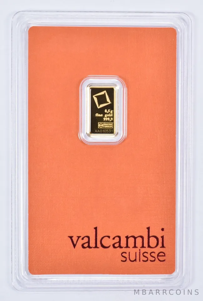 0.5 Gram Gold Bar Valcambi Suisse In Assay