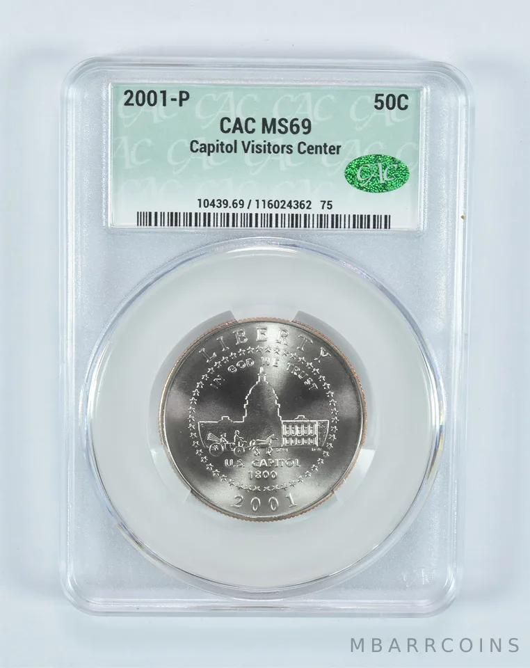 2001-P Capitol Visitor Center Commemorative Half Dollar MS69 CAC CACg