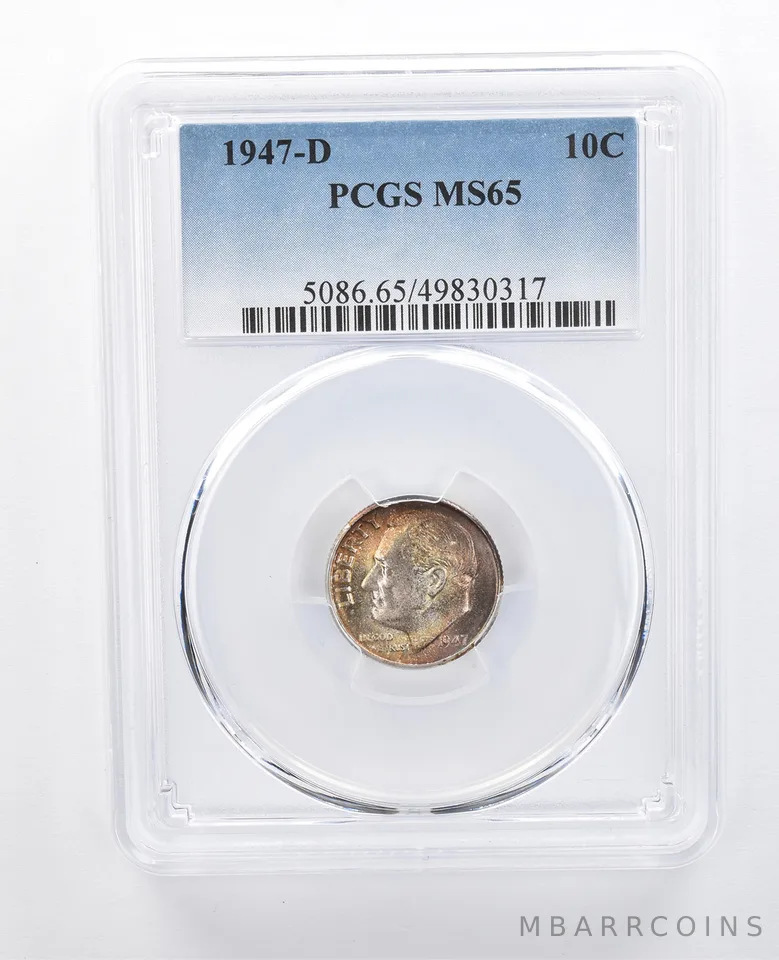 1947-D Roosevelt Dime MS65 PCGS Beautiful Tone *8044