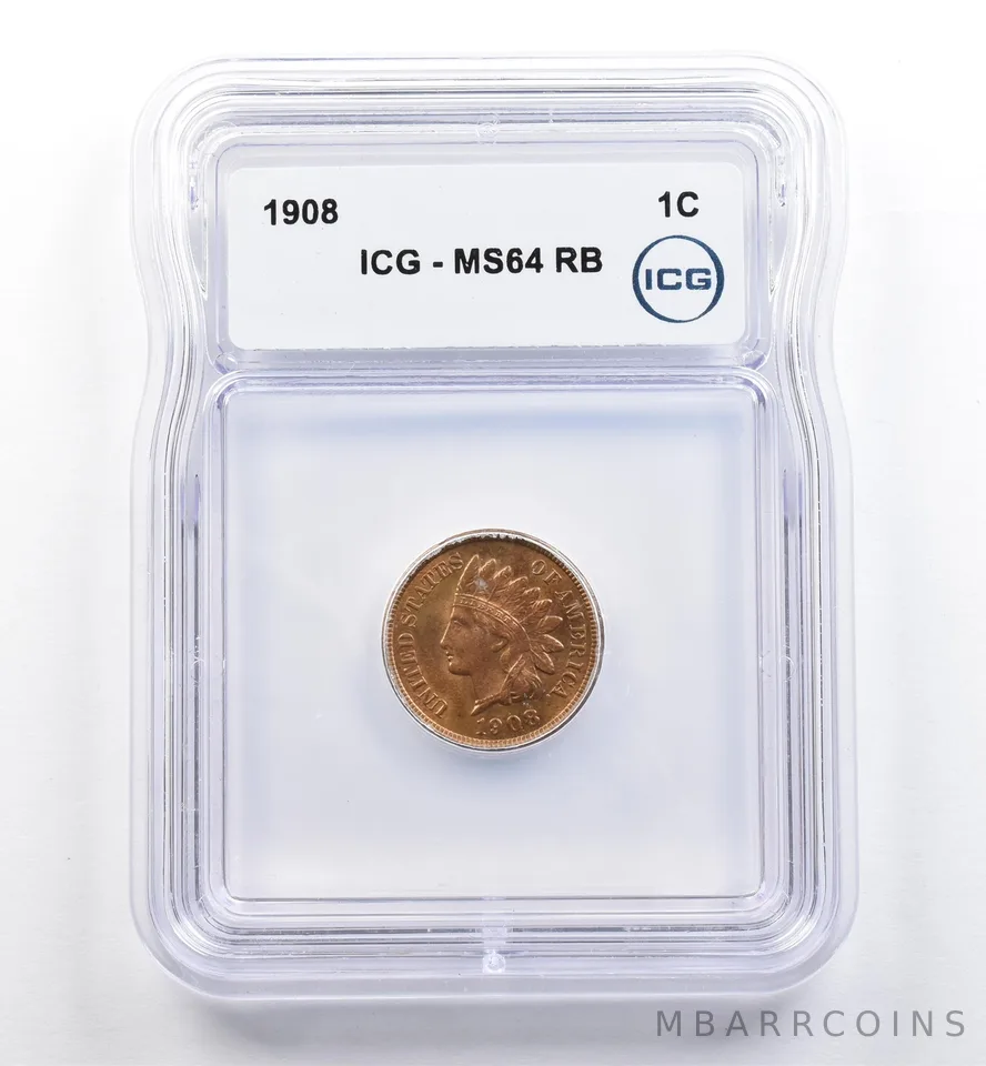 1908 Indian Head Cent MS64 RB ICG *0103