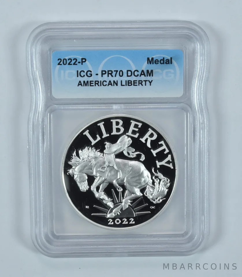 2022-P Medal American Liberty Bronco PR70 DCAM ICG