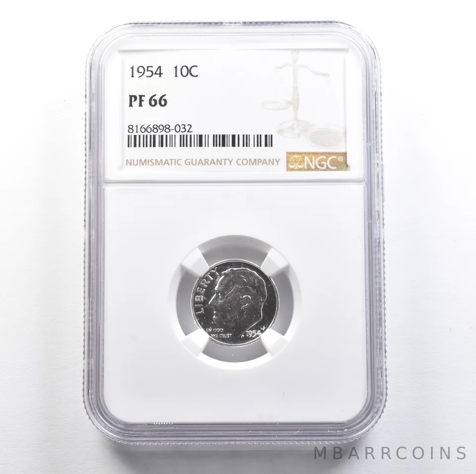 1954 Roosevelt Dime PF66 NGC PQ Cam Look *7646
