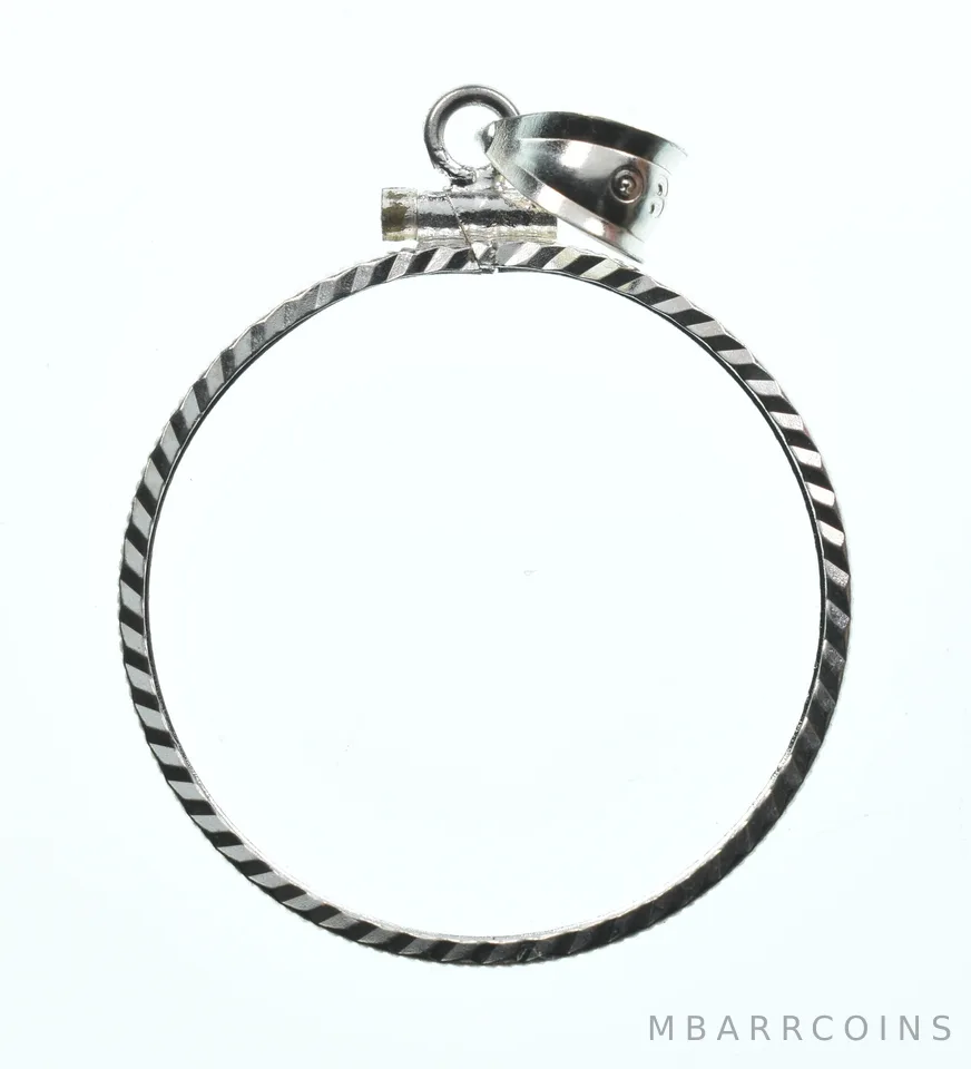 Sterling Silver 26 MM Susan B Anthony $1 Coin Bezel Pendant Frame Edge *2334