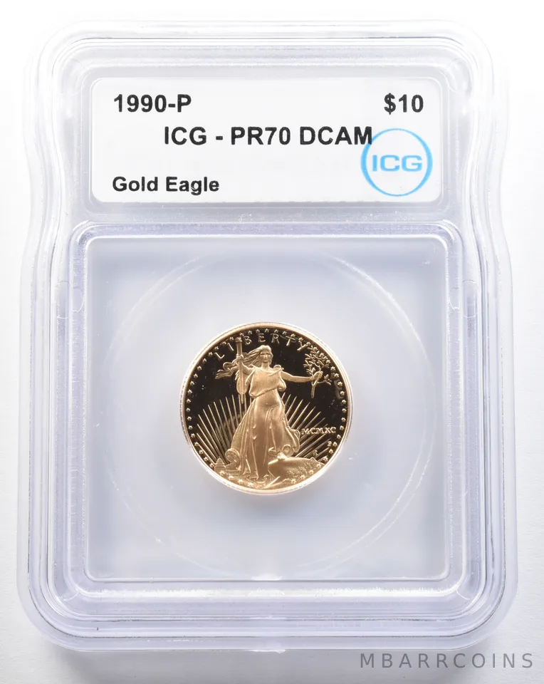 1990-P $10 American Gold Eagle 1/4 Oz Gold PR70 DCAM ICG