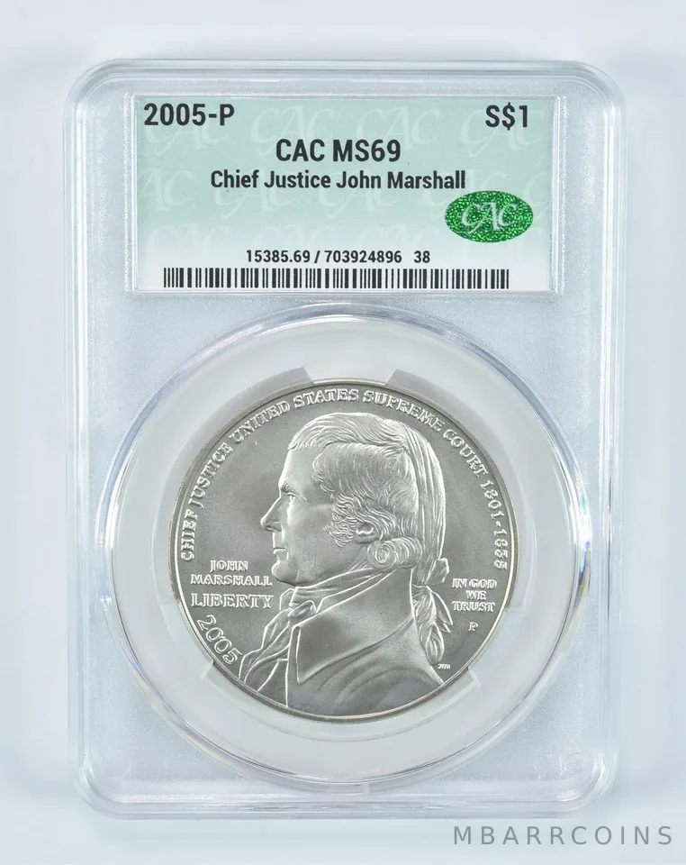 2005-P John Marshall Commemorative Silver Dollar MS69 CAC CACg