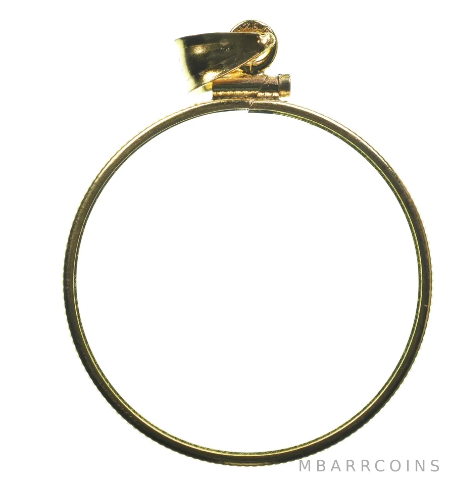 14K 28mm Gold Filled 1/2 Oz Mexico Libertad Coin Bezel Pendant Frame Edge *1282