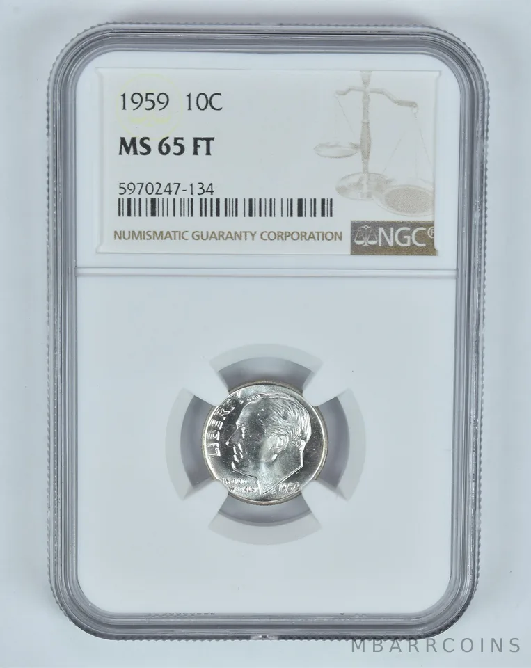 MS65 FT 1959 Roosevelt Dime - Graded NGC Toned! a8922