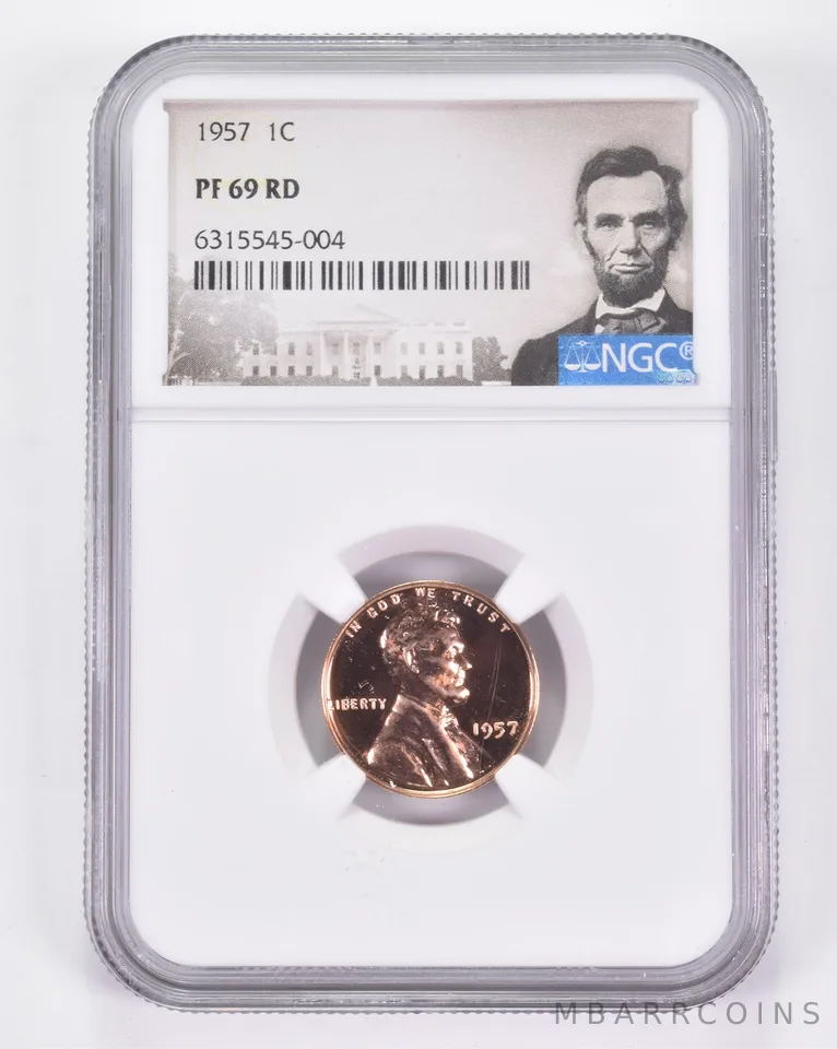 PF69 RD 1957 Lincoln Wheat Cent - Graded NGC Great Contrast *8964