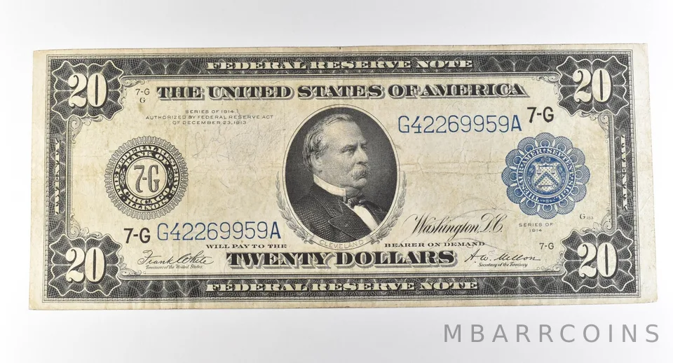 1914 $20 Chicago IL FRN Large Note Blue Seal *2821