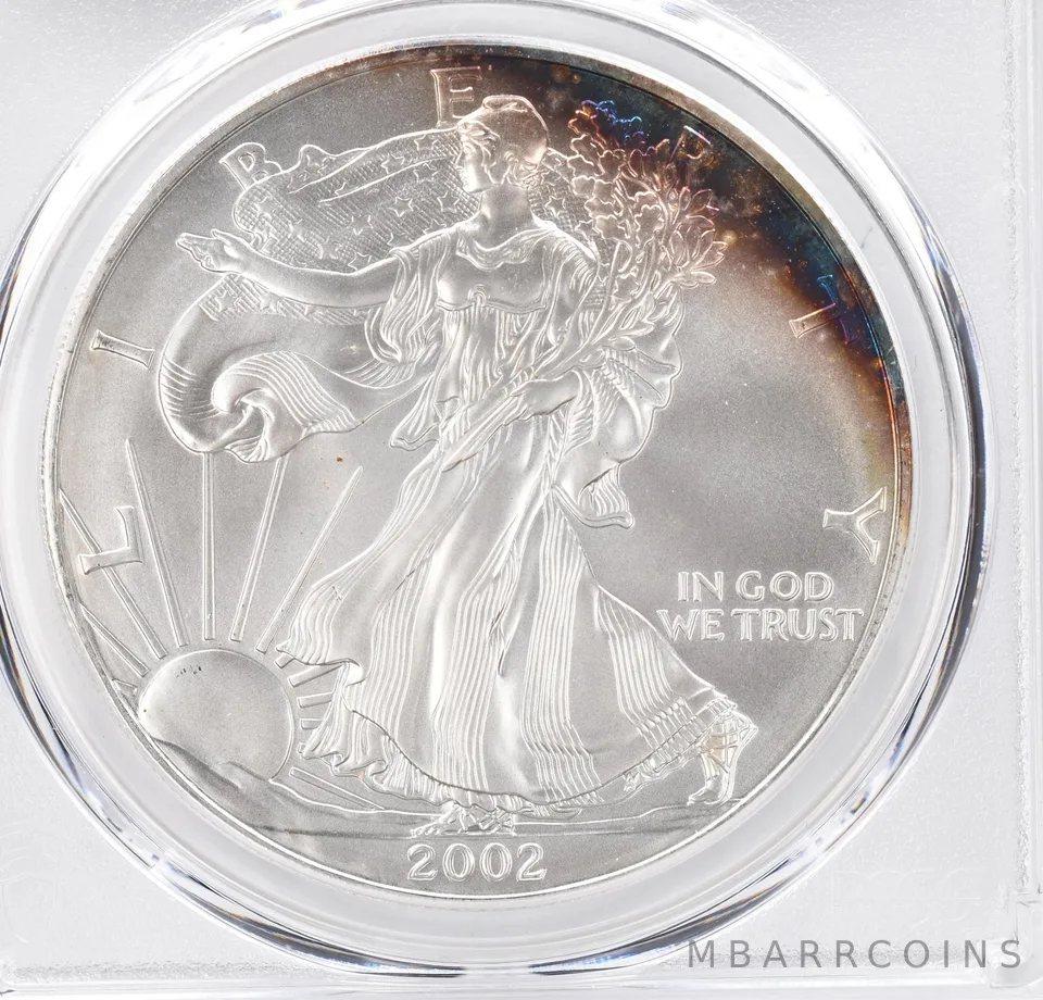 2002 American Silver Eagle MS68 PCGS Peripheral Tone *1217
