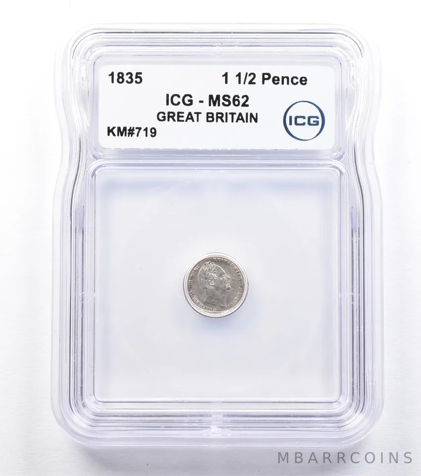 1835 Great Britain 1 1/2 Pence KM#719 MS62 ICG *1805