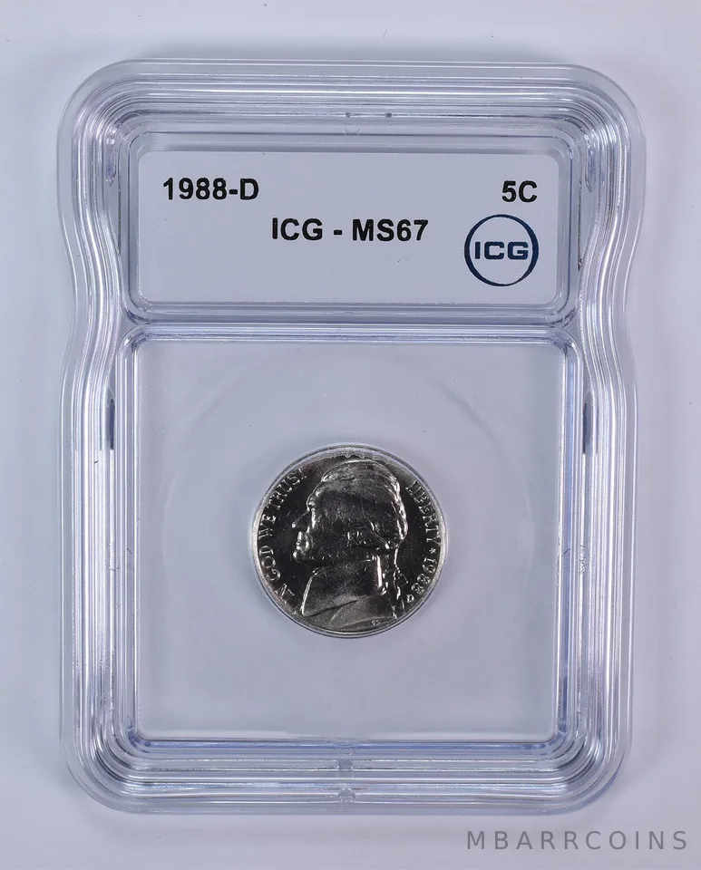 1988-D Jefferson Nickel MS67 ICG