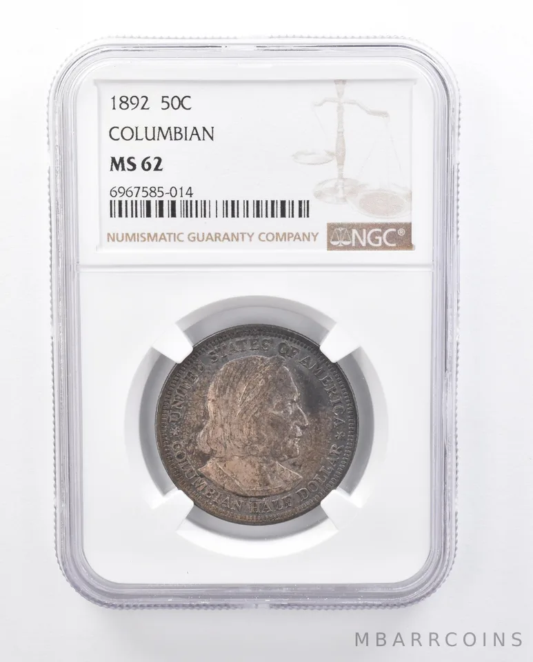 1892 Columbian Exposition Commemorative Half Dollar MS62 NGC TONED *2562