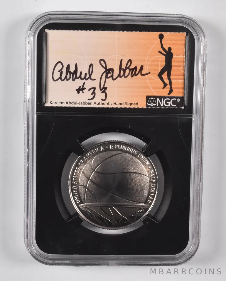 2020-S Basketball HOF 50c PF70 NGC Kareem Abdul Jabbar Signed #33