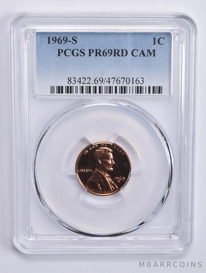 1969-S Lincoln Memorial Cent PR69 RD CAM PCGS Blue Lbl