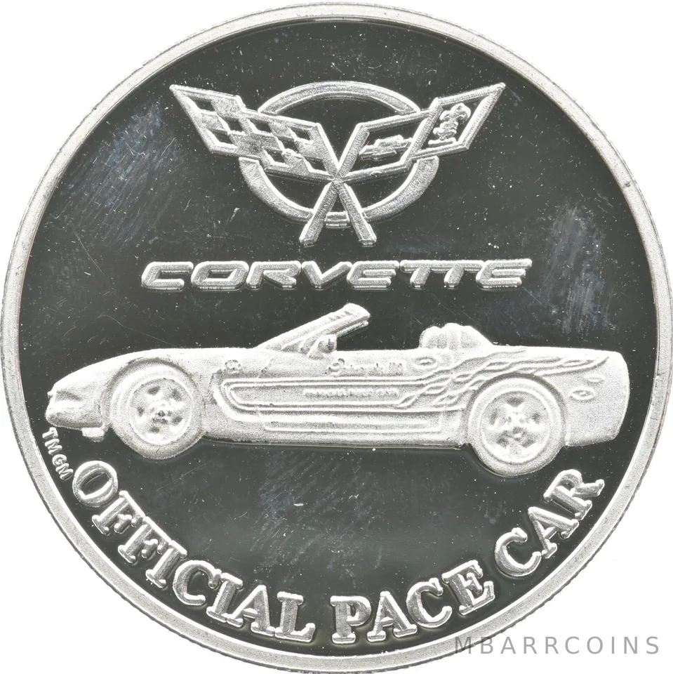 1997 1 Troy Oz Silver Art Round Indianapolis Motor Speedway Corvette a1762