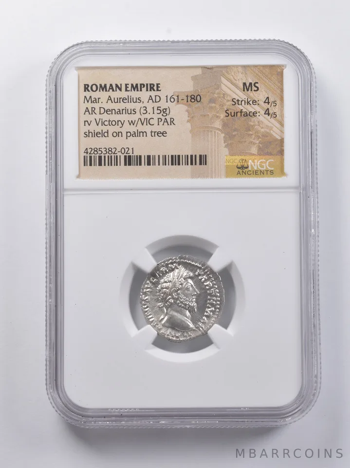 MS AD 161-180 Roman Empire AR Denarius Mar. Aurellus NGC Ancients *6799