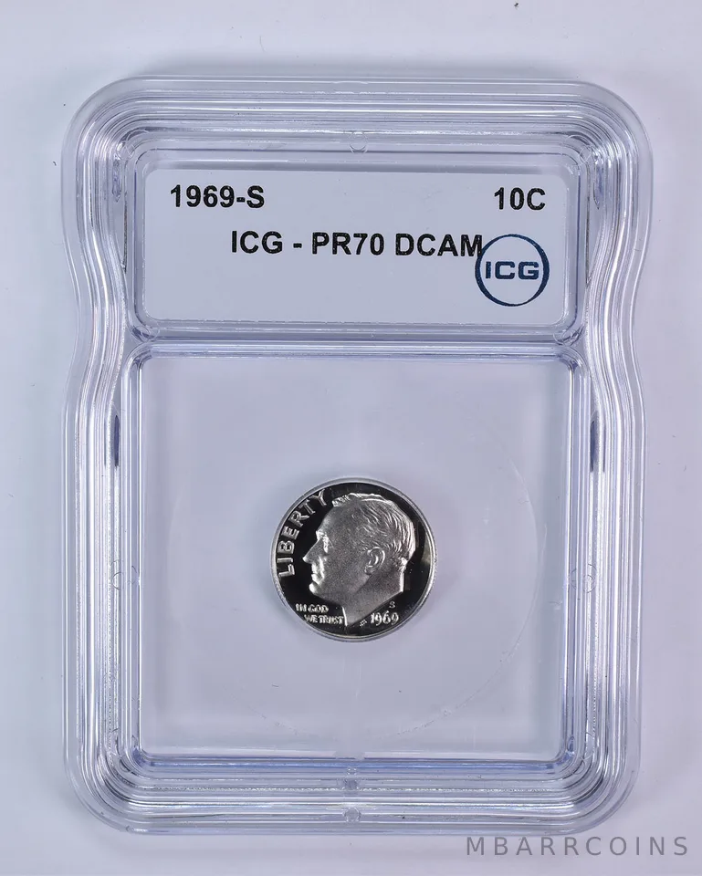 1969-S Roosevelt Dime PR70 DCAM ICG