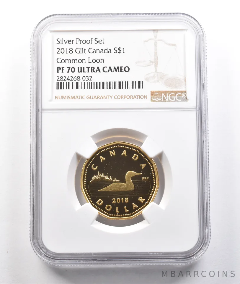 2018 Canada Silver Dollar Gilt Common Loon Silver Proof Set PF70 UCAM NGC *3776