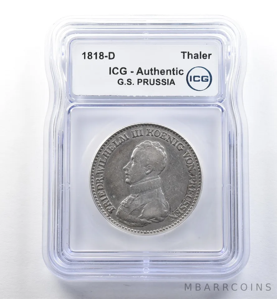 1818 D German States Prussia Thaler Authentic ICG *2587