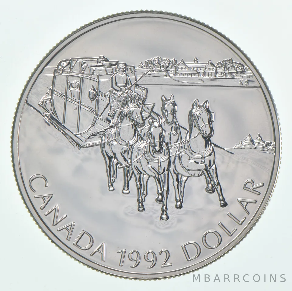 1992 Canada .925 Silver Canadian Silver Dollar - Kingston Stagecoach