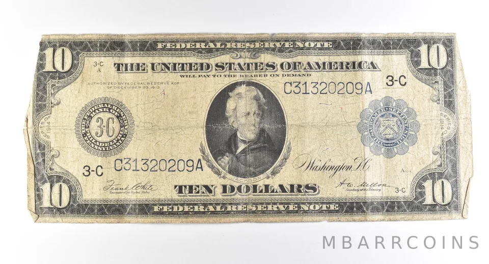 1914 $10 Philadelphia PA FRN Large Note Blue Seal *2788