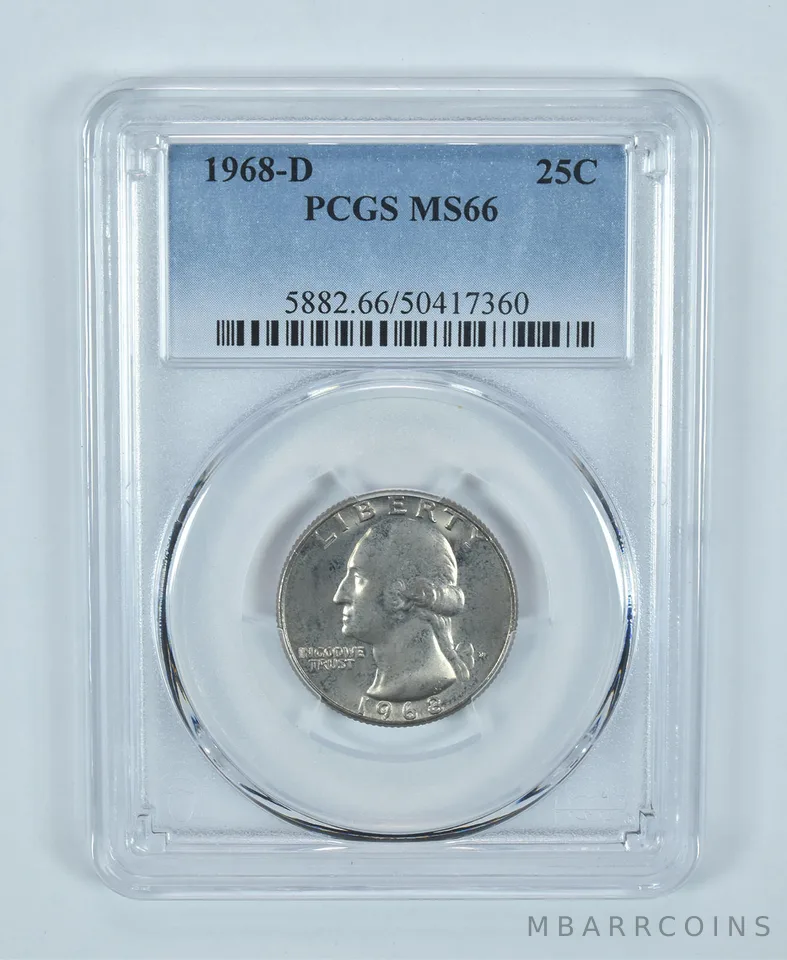 1968-D Washington Quarter MS66 PCGS Blue Label