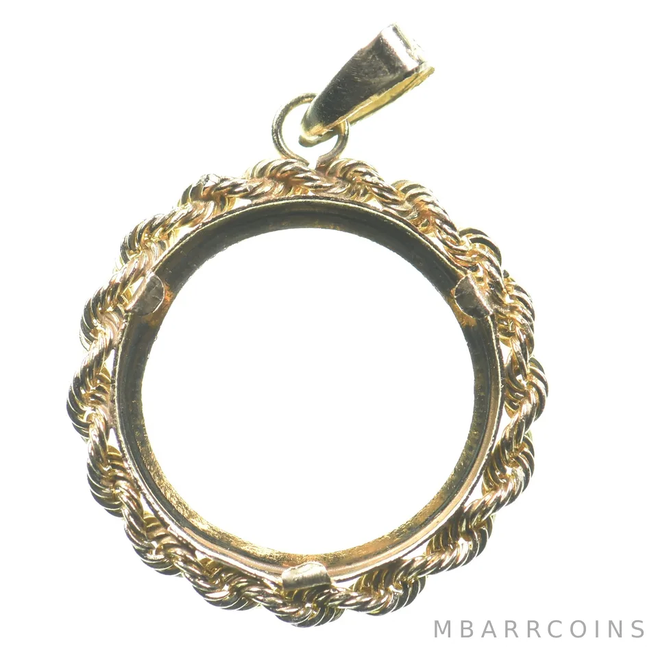 14K 2.3g Gold Bezel Mexico 2 Peso Coin a8944