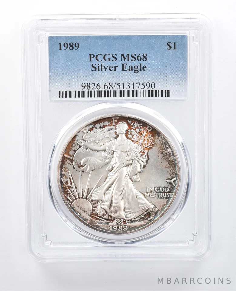 1989 American Silver Eagle MS68 PCGS Peripheral Tone *8195