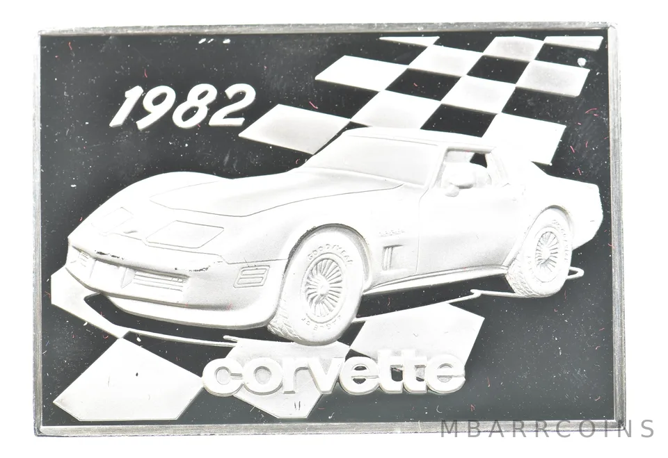 1982 Corvette Silver Art Bar Vintage Car a3279